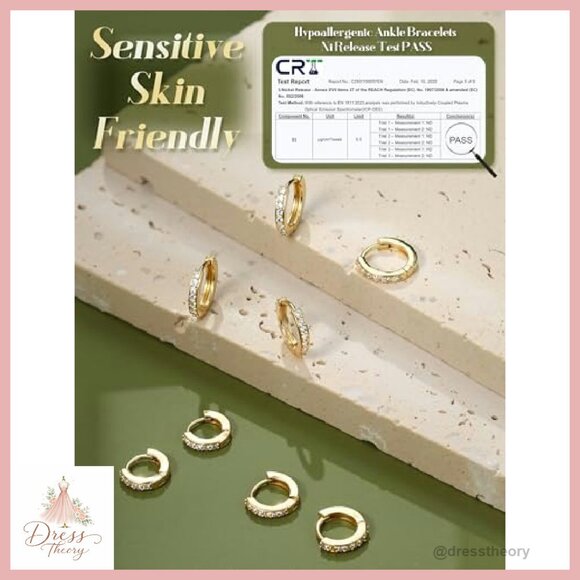 14K Gold Plated Dainty Hoop Earrings Set - 4 Pairs Hypoallergenic - Picture 7 of 8